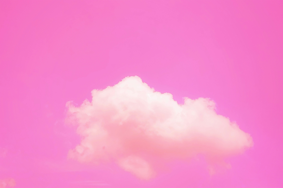 Clouds against a pink background.