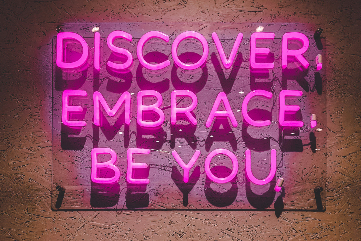 Neon pink quote light.